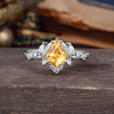 Kite Cut Nature-Inspired Citrine Engagement Ring